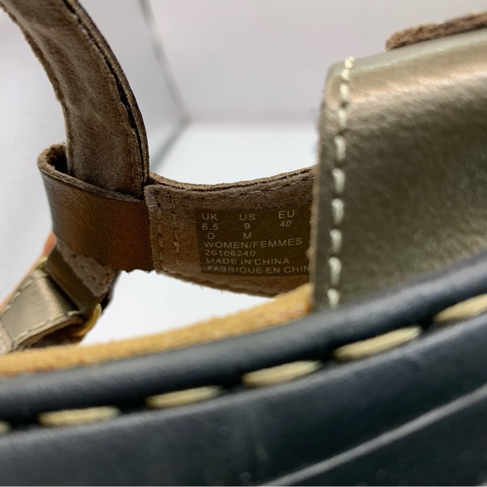 Clarks Metallic Taupe Cross-Strap Slingback Sandals - Picture 7 of 8